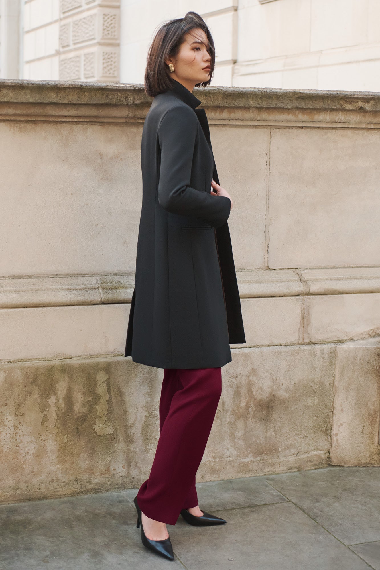 Cambridge Black Wool Blend Coat