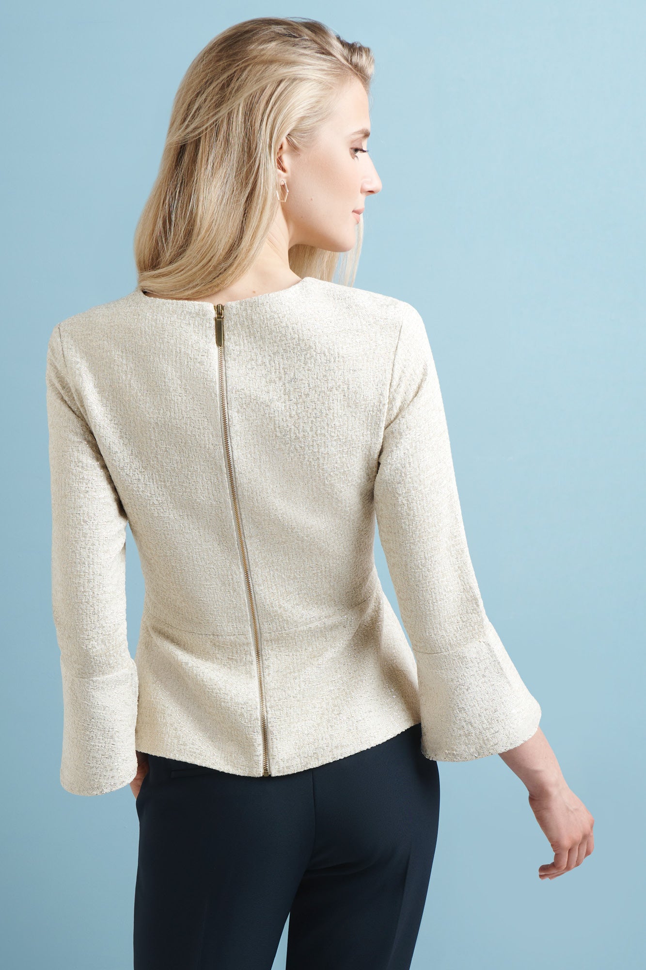 Chartwell Ivory and Gold Jacquard Top