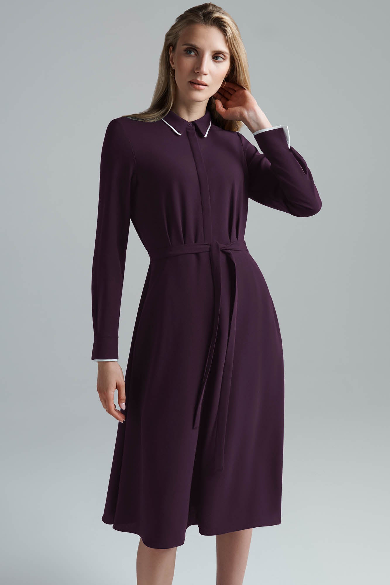 Clerkenwell Aubergine and Ivory Shirt Dress