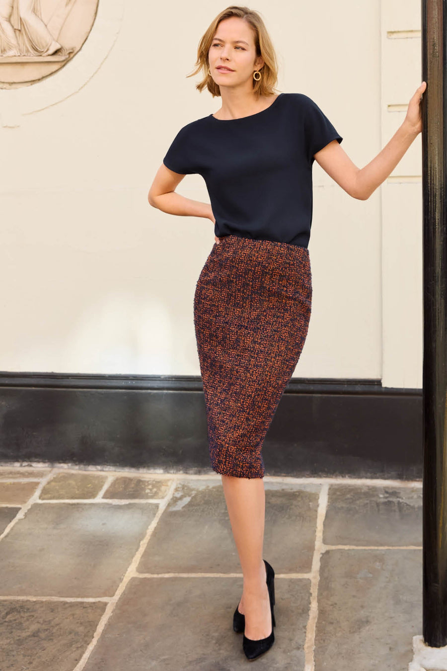 Scarlett Russet Jacquard Skirt