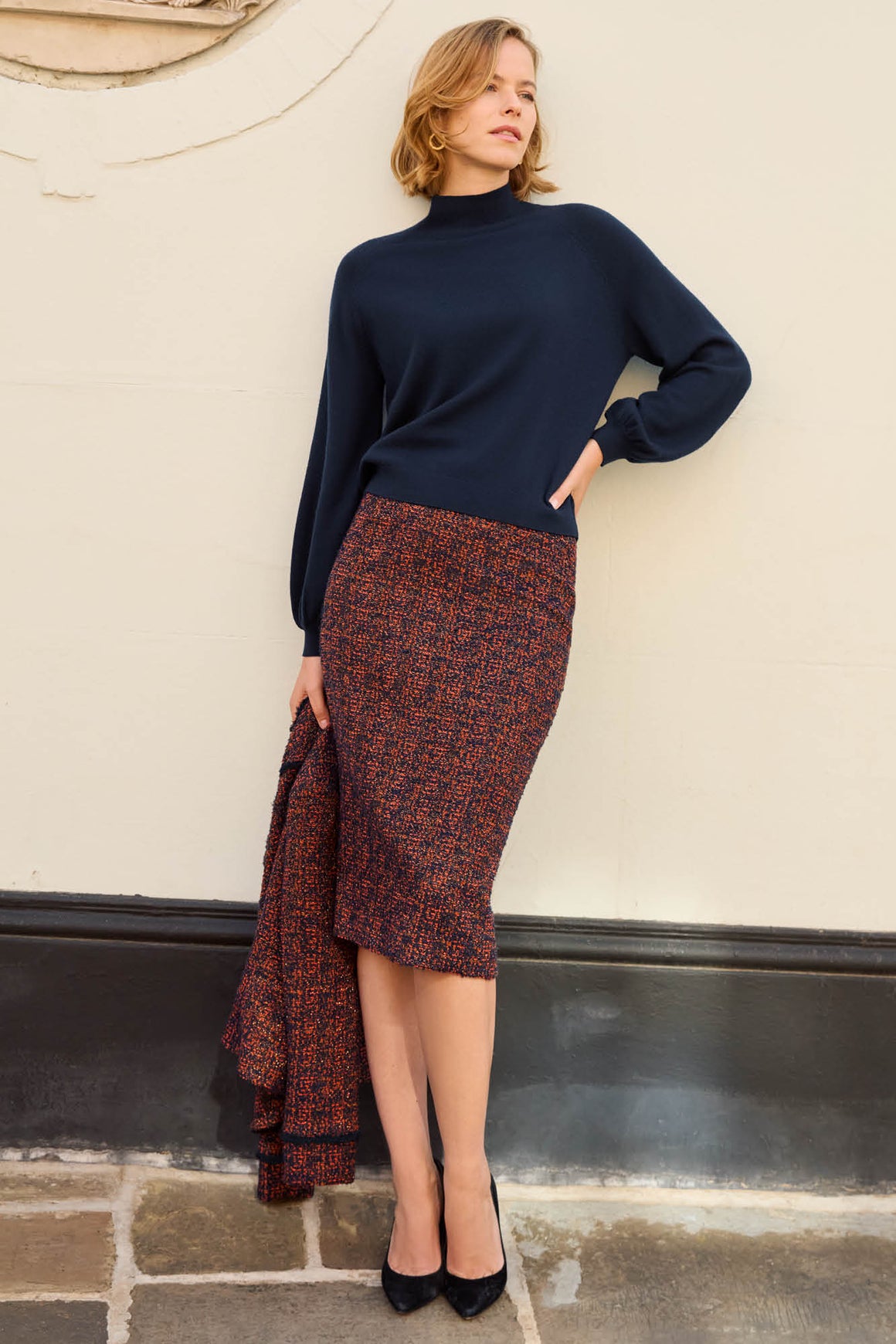 Scarlett Russet Jacquard Skirt