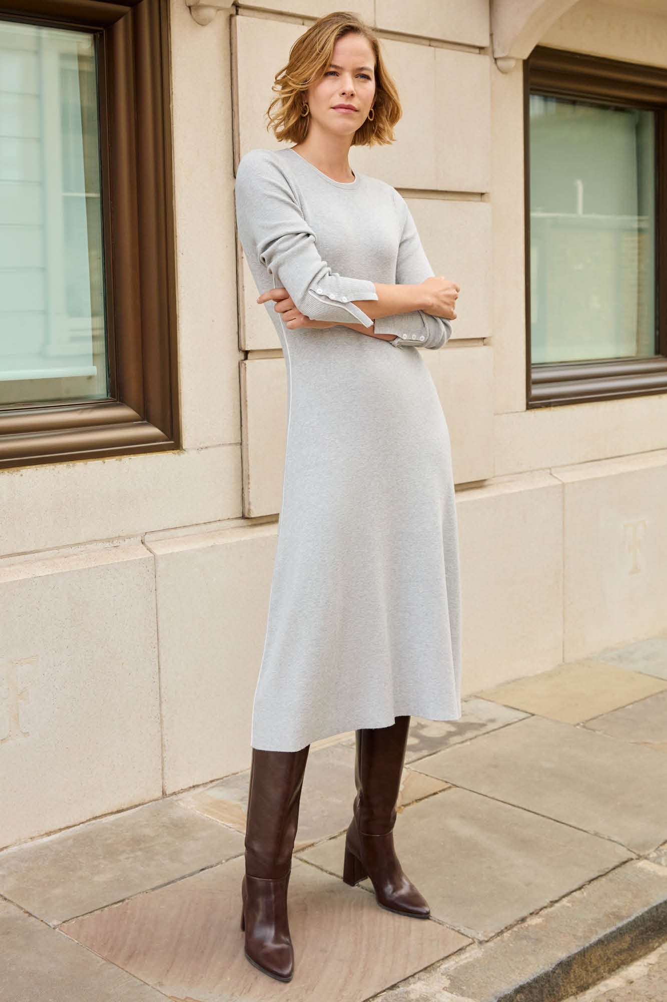 Maddy Grey and Ivory Knit Dress