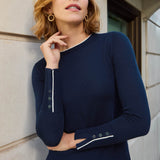Maddy Navy and Ivory Merino Jumper