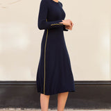 Maddy Navy and Yellow Knit Dress