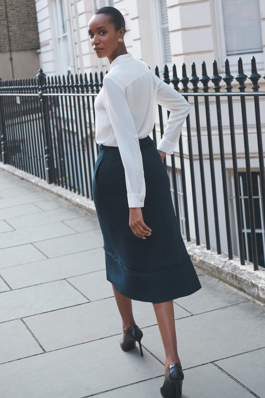 Arosa Navy Jacquard Skirt