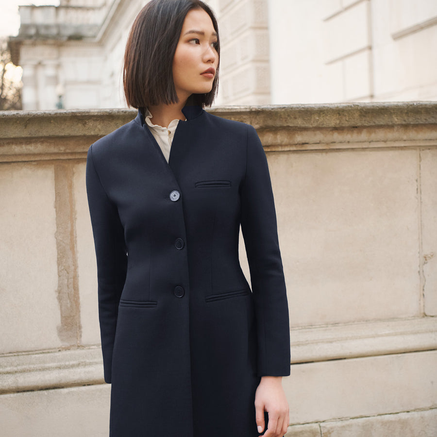 Cambridge Navy Wool Blend Coat