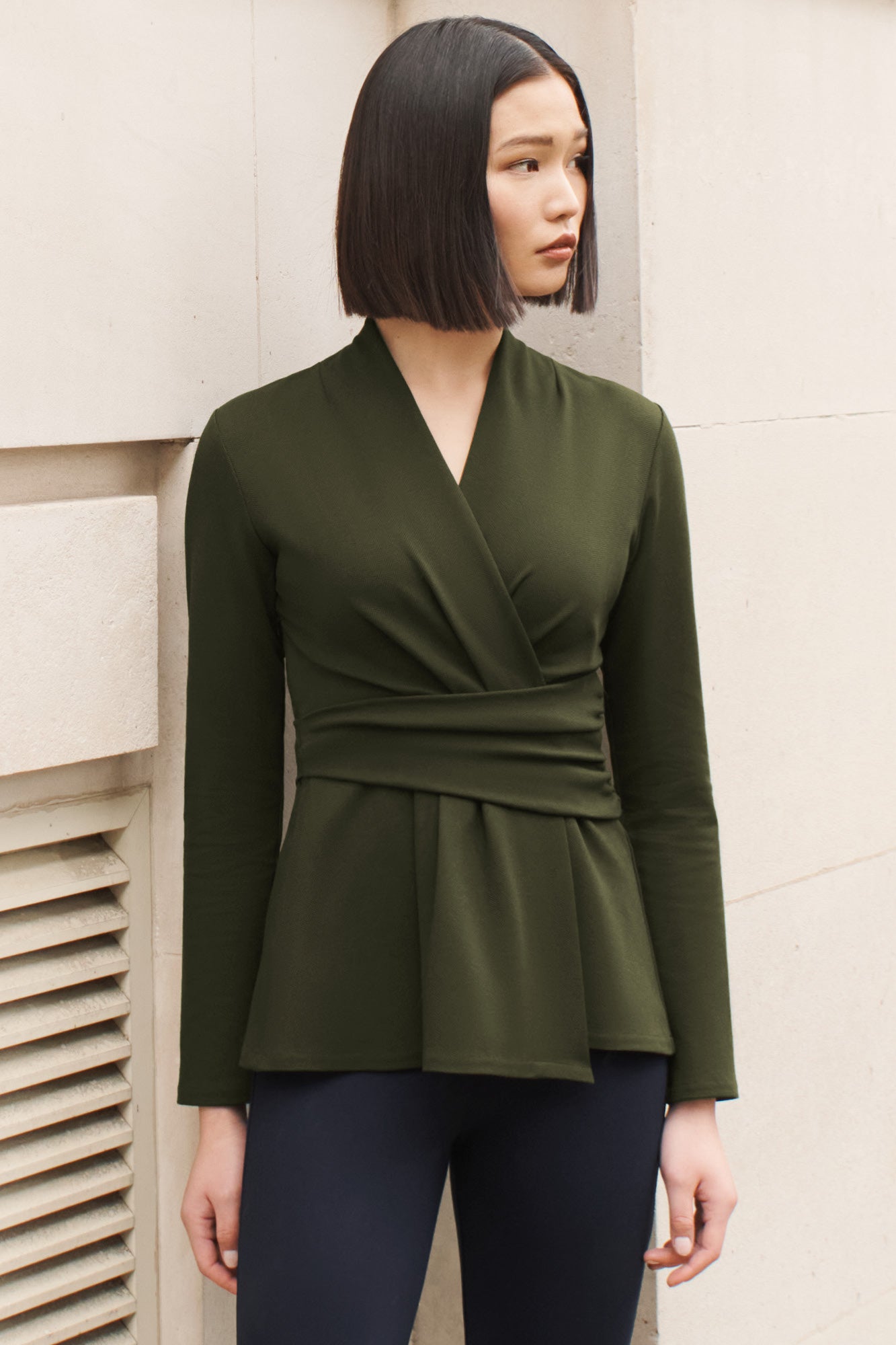 Harrington Olive Herringbone Top