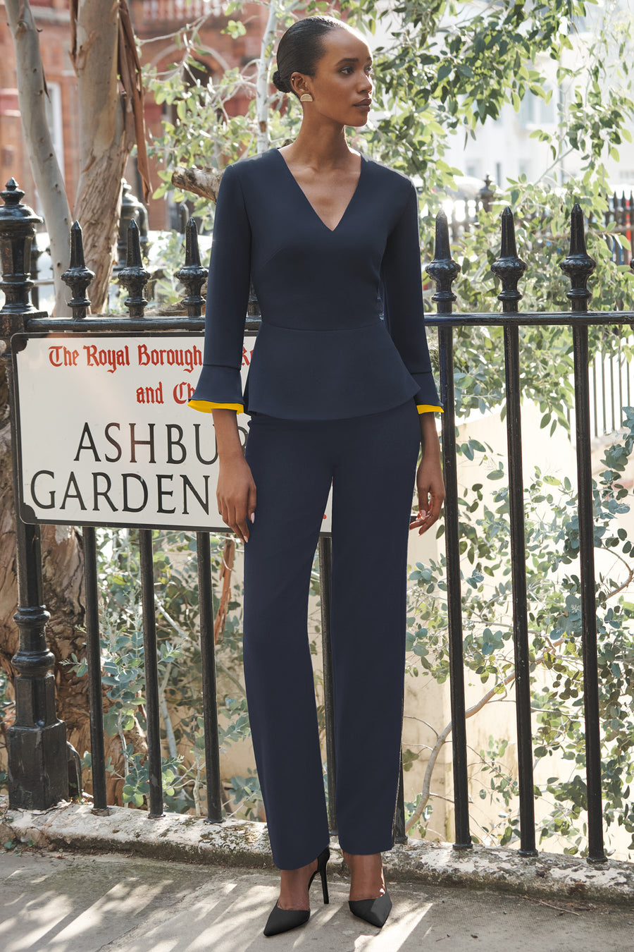 Hoxton Navy and Yellow Top