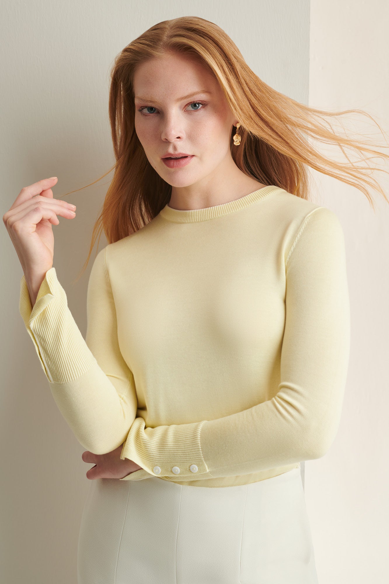 Maddy Pale Yellow and Ivory Jumper