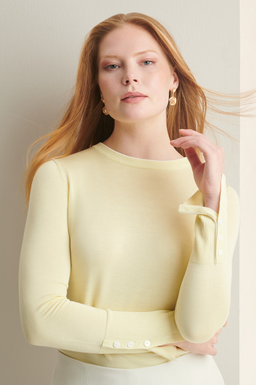 Maddy Pale Yellow and Ivory Jumper