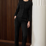 Davos Black Pique Trousers