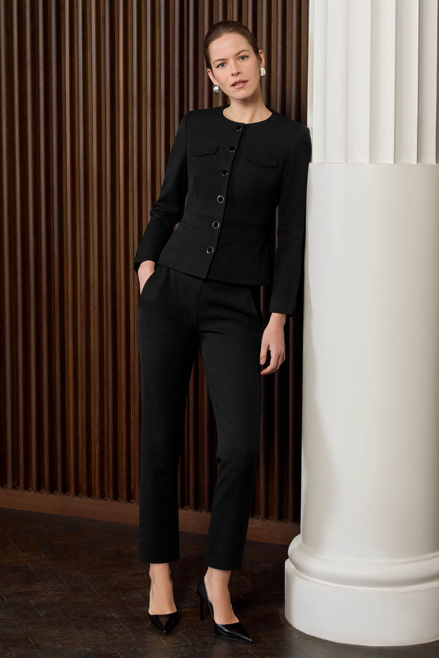 Davos Black Pique Trousers