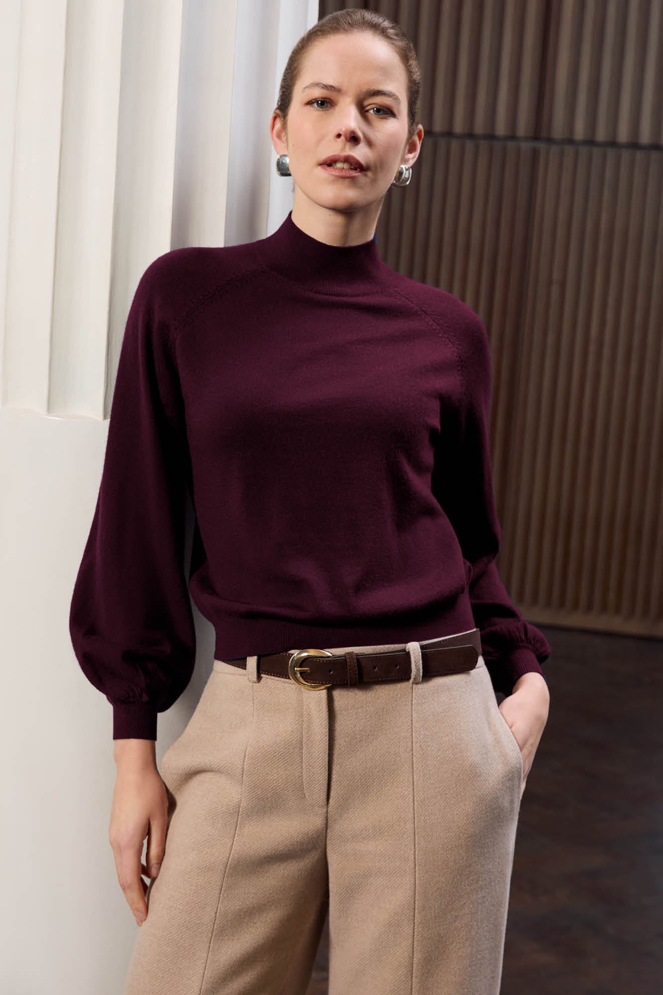 Loxley 100% Merino Wool Burgundy Jumper