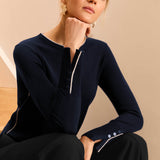 Maddy Navy and Ivory Merino Jumper
