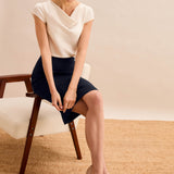 Suzy Navy Performance Tailoring Skirt