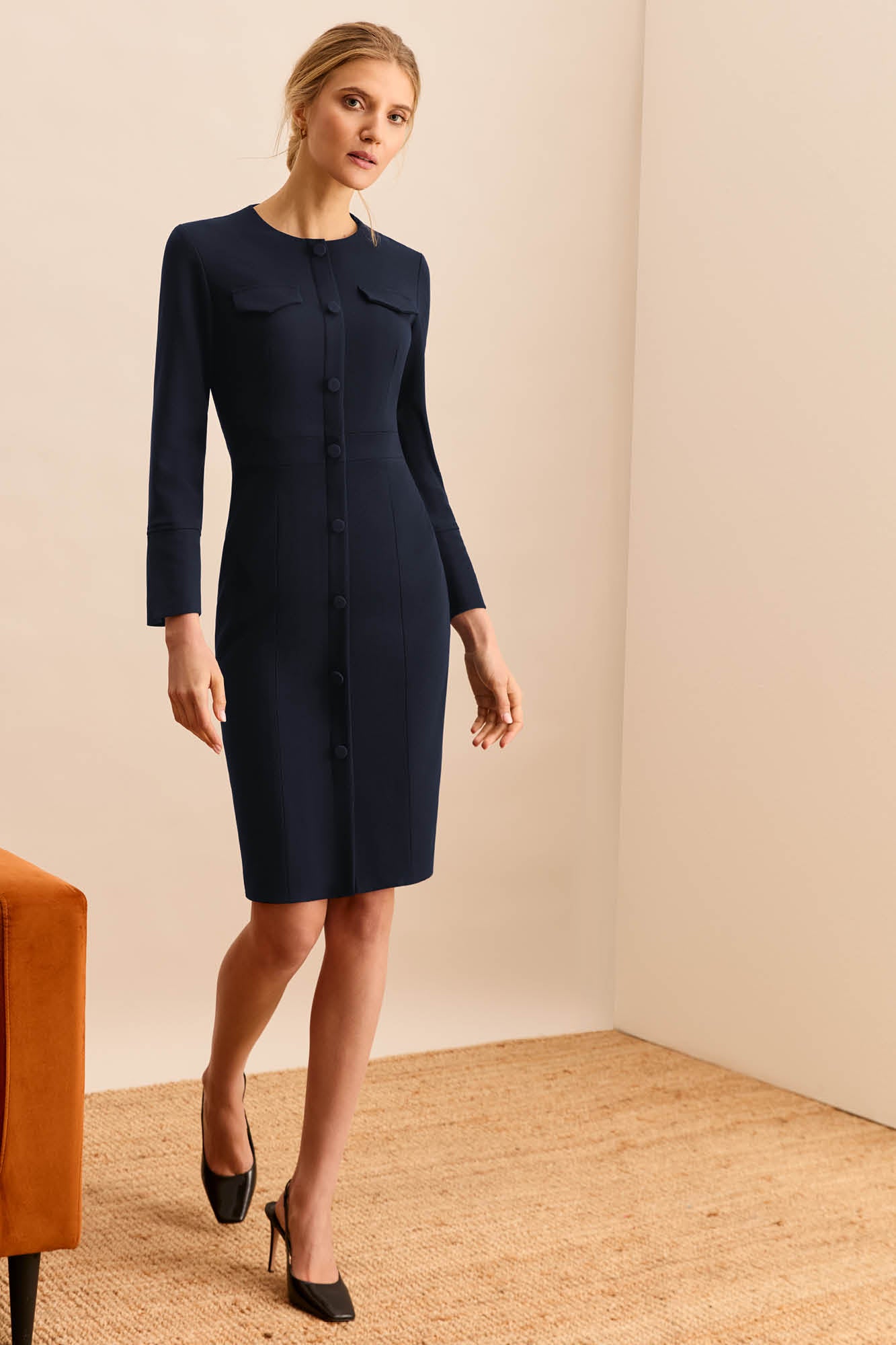 Maddox Navy Pique Dress