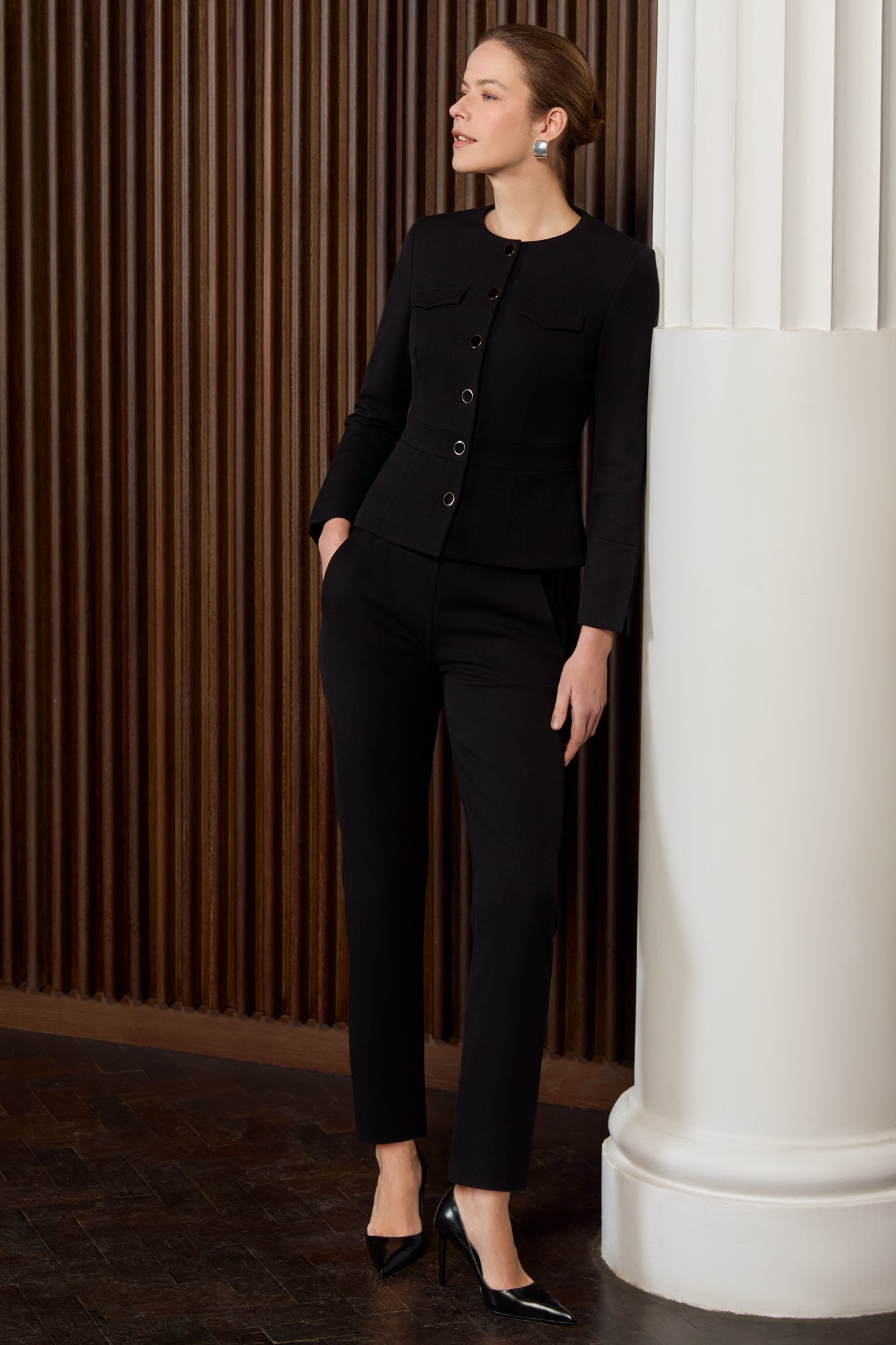 Davos Black Pique Trousers