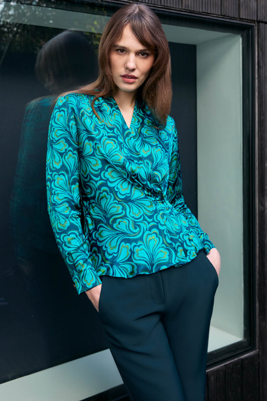 Halifax Turquoise Print Blouse