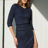 Victoria Midnight Jacquard Dress