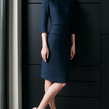 Victoria Navy Jacquard Dress