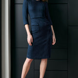 Victoria Navy Jacquard Dress