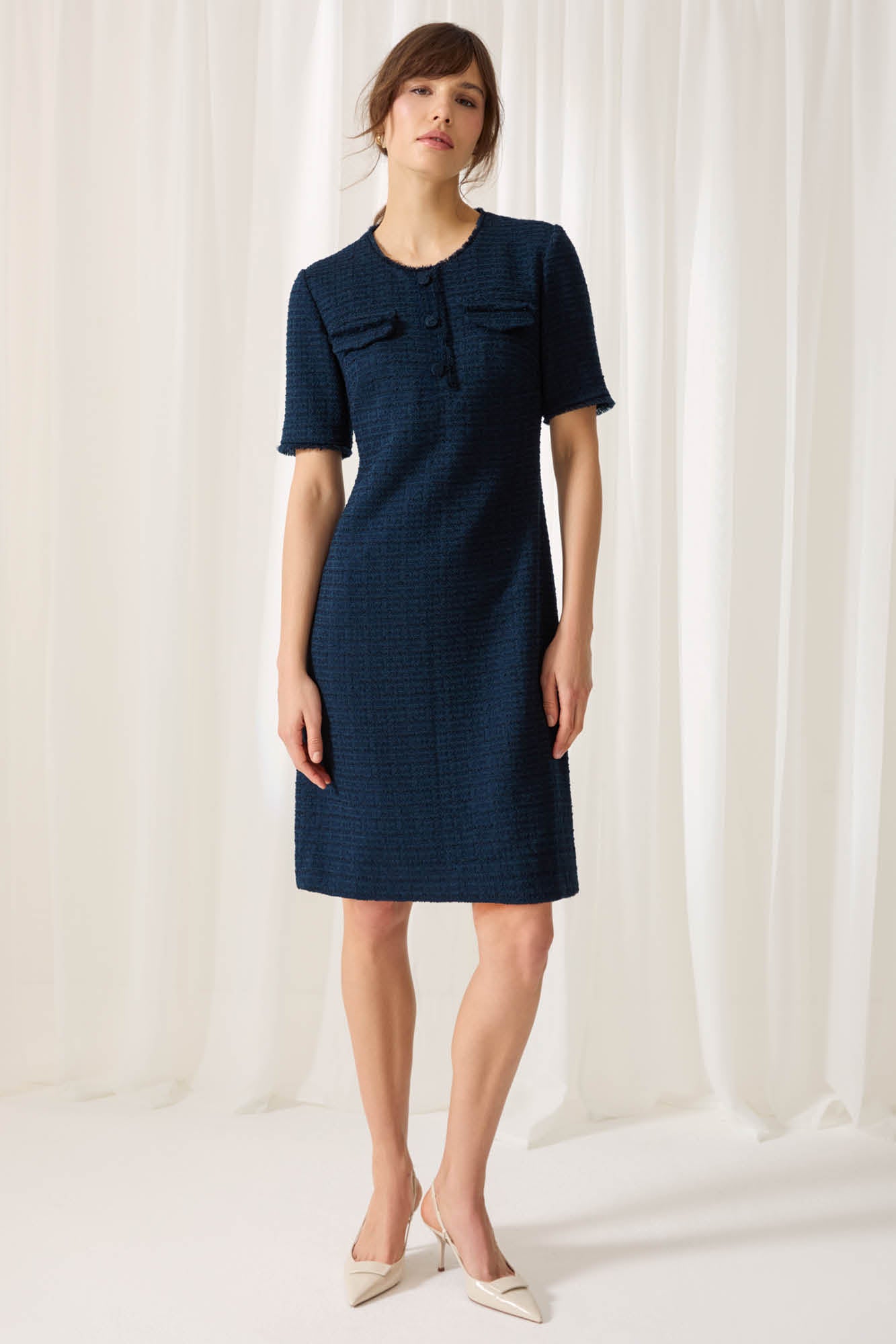 Charlwood Navy Jacquard Dress