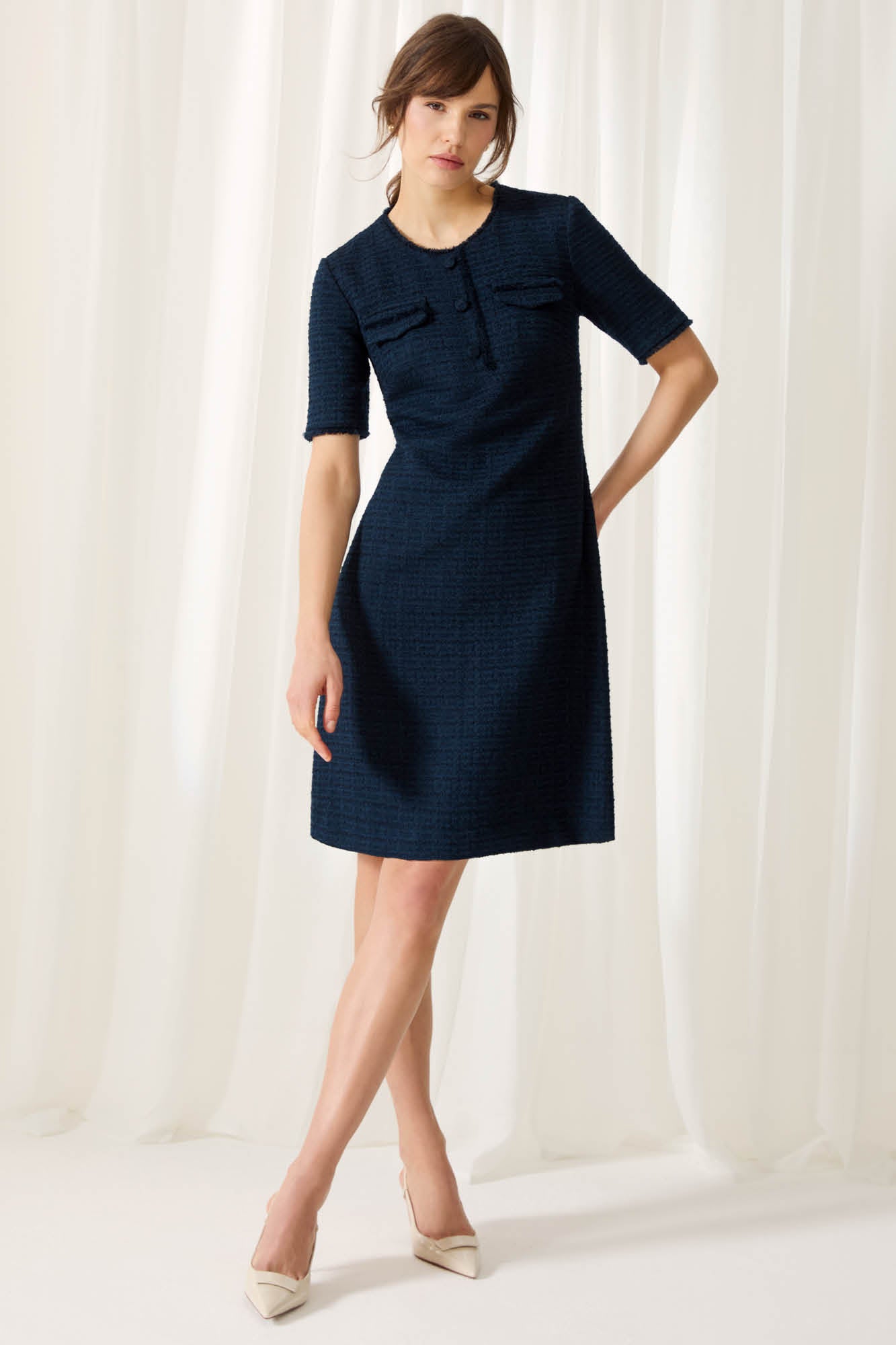 Charlwood Navy Jacquard Dress