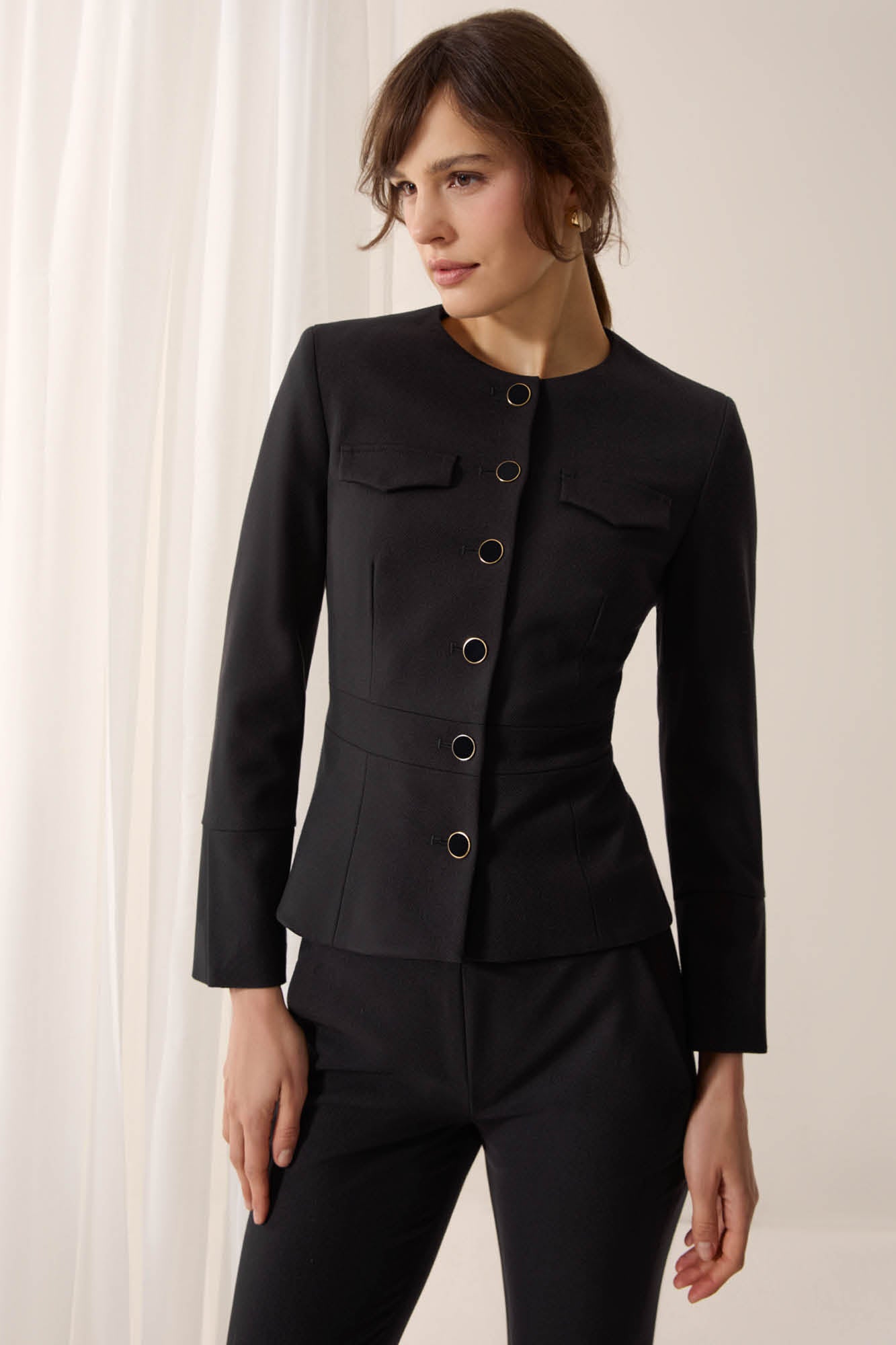 Connaught Black Pique Jacket - Libby London