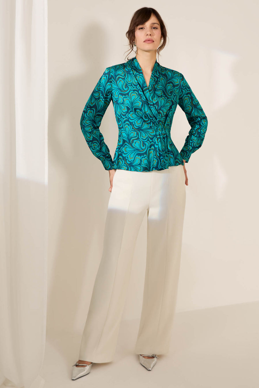 Halifax Turquoise Print Blouse