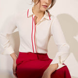 Helford Ivory and Red Silk Blend Shirt