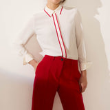 Helford Ivory and Red Silk Blend Shirt