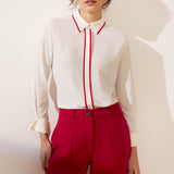 Helford Ivory and Red Silk Blend Shirt