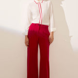Helford Ivory and Red Silk Blend Shirt