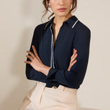 Helford Navy and Ivory Silk Shirt