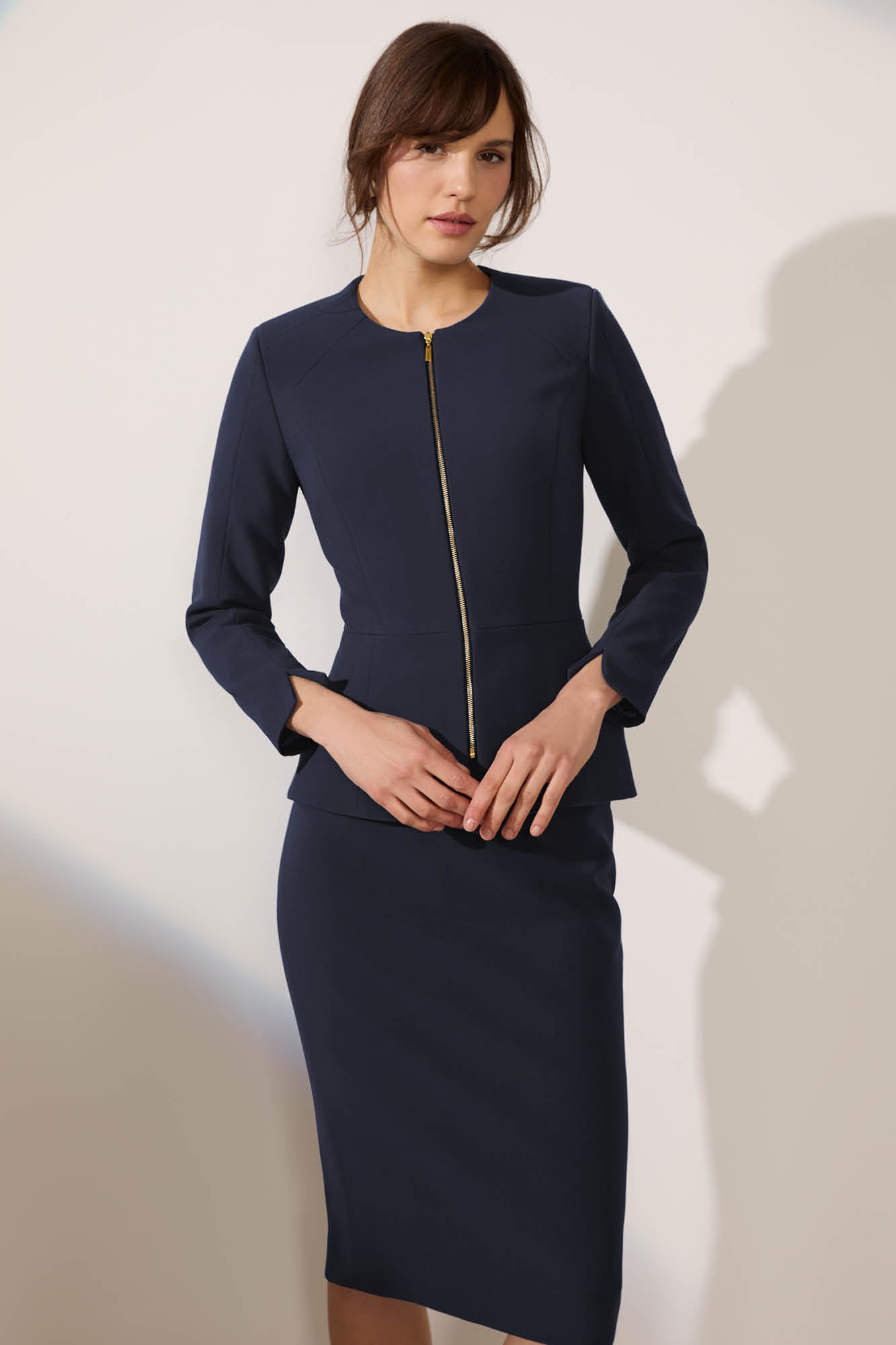 【Bibiy】SCARLETT SKIRT Scarlett Navy Performance Tailoring Skirt - Libby London