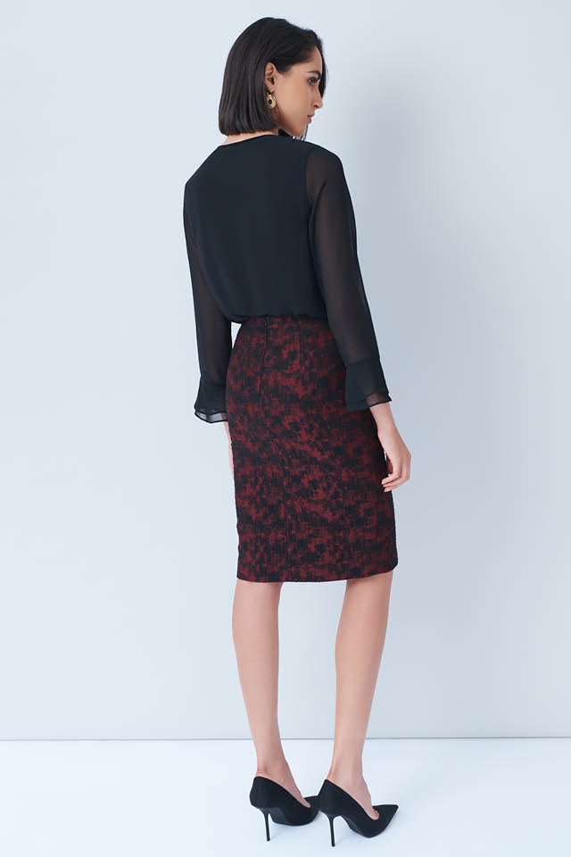 Draycott Claret Jacquard Skirt
