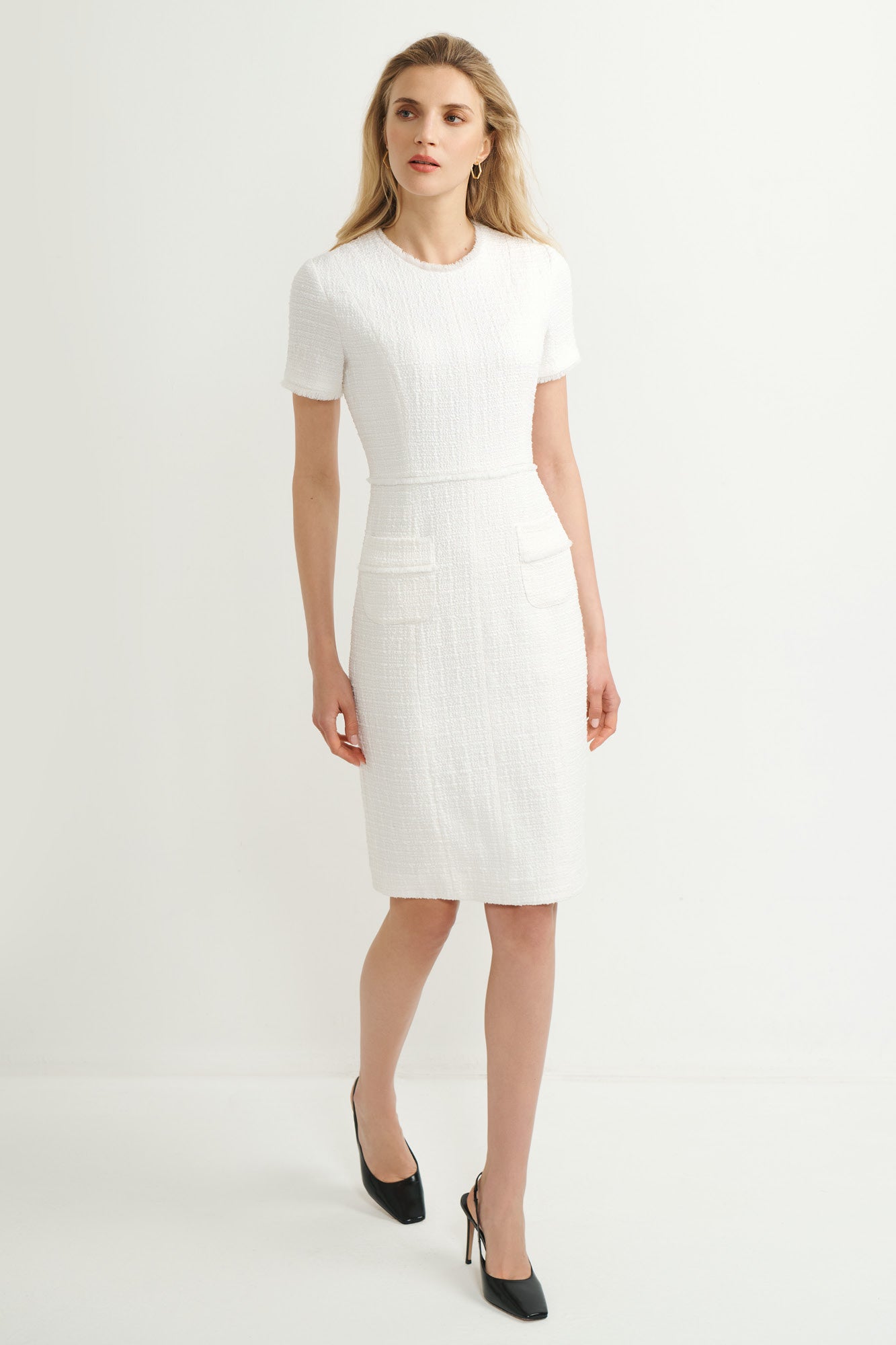 Victoria Ivory Jacquard Dress - Libby London
