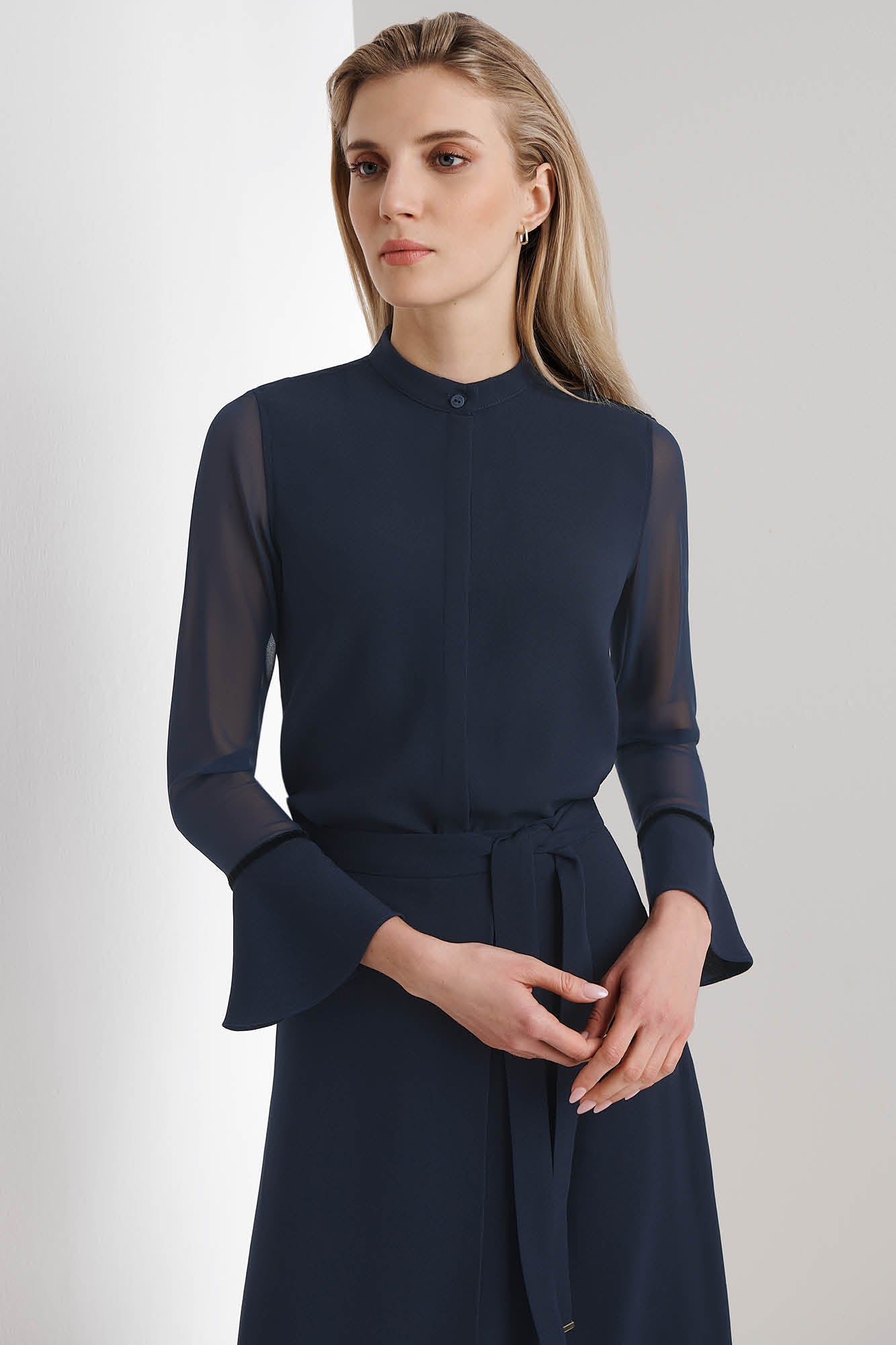 Navy blue dressy best sale blouse