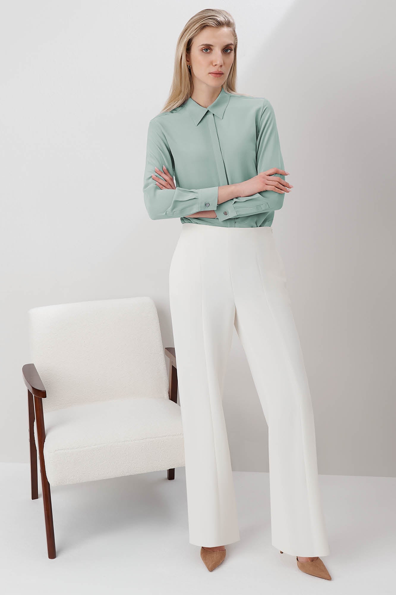 BInfinite Sets  Buy BInfinite Metallic Blue Silk Shirt And White Trousers  Set Set of 2 Online  Nykaa Fashion