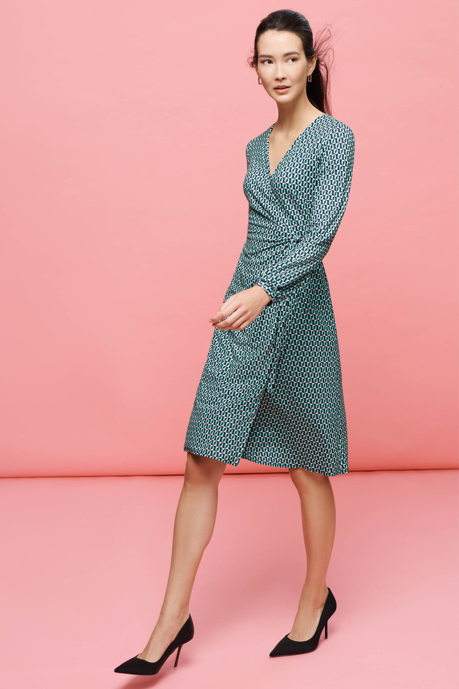 Berkeley Summer Geo Print Jersey Wrap Dress