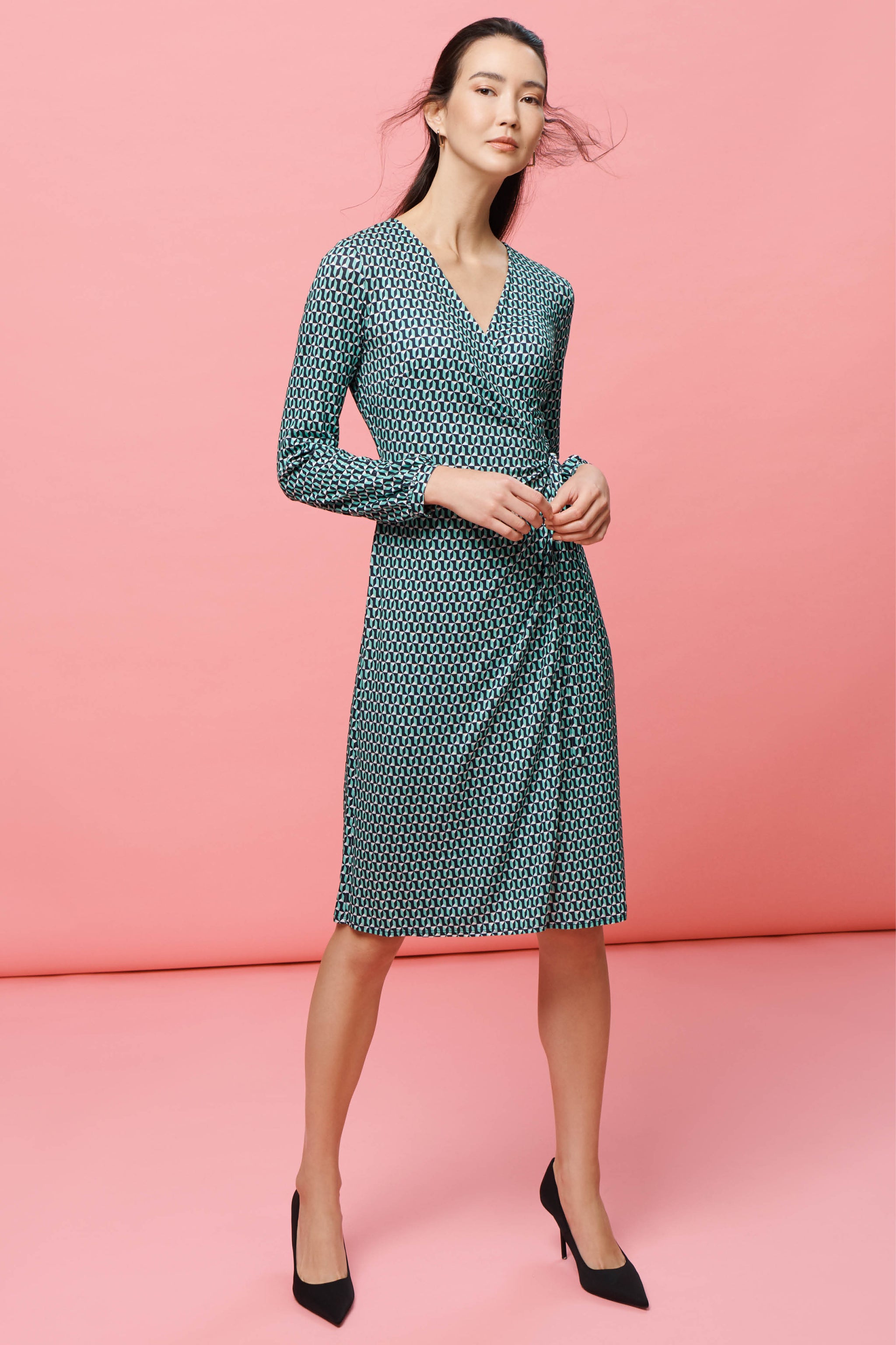 Berkeley Summer Geo Print Jersey Wrap Dress