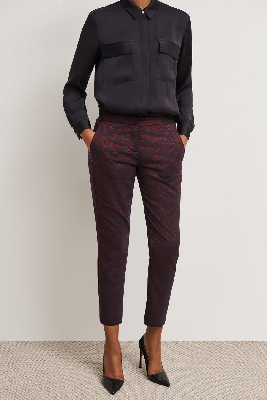 Clarence Red Jacquard Trousers