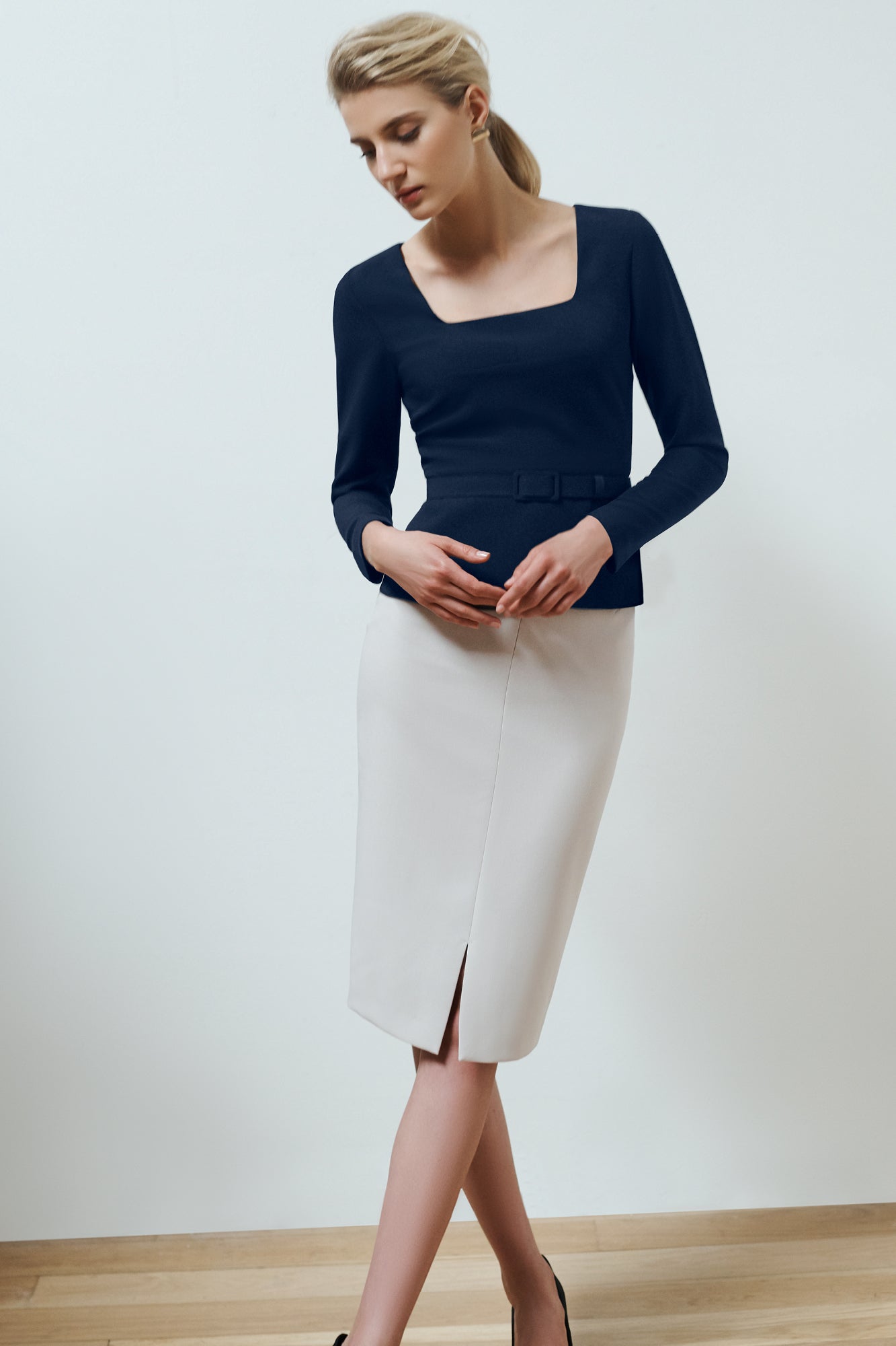 Tate Navy Suiting Top