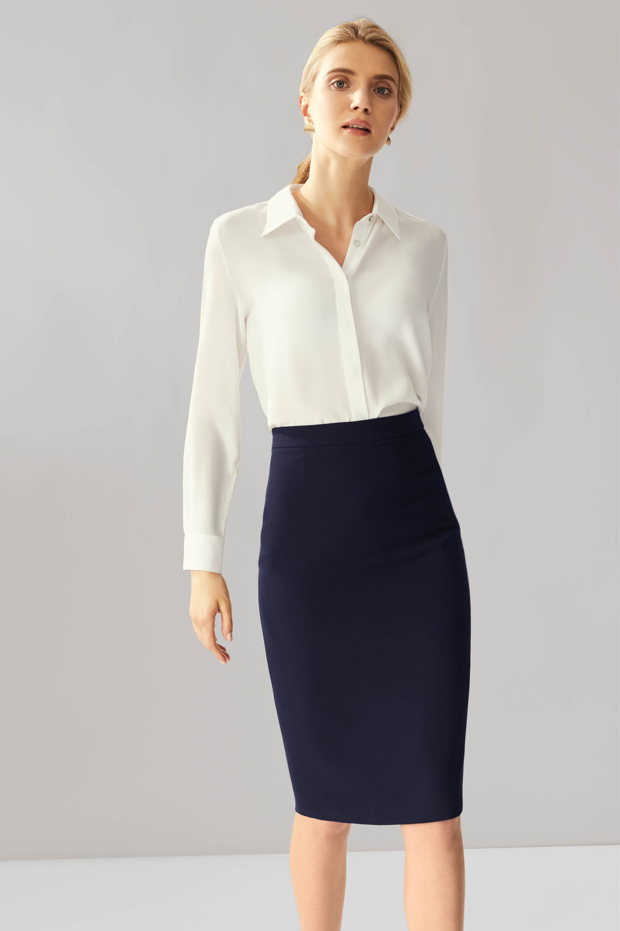 White blouse sales and skirt outfit