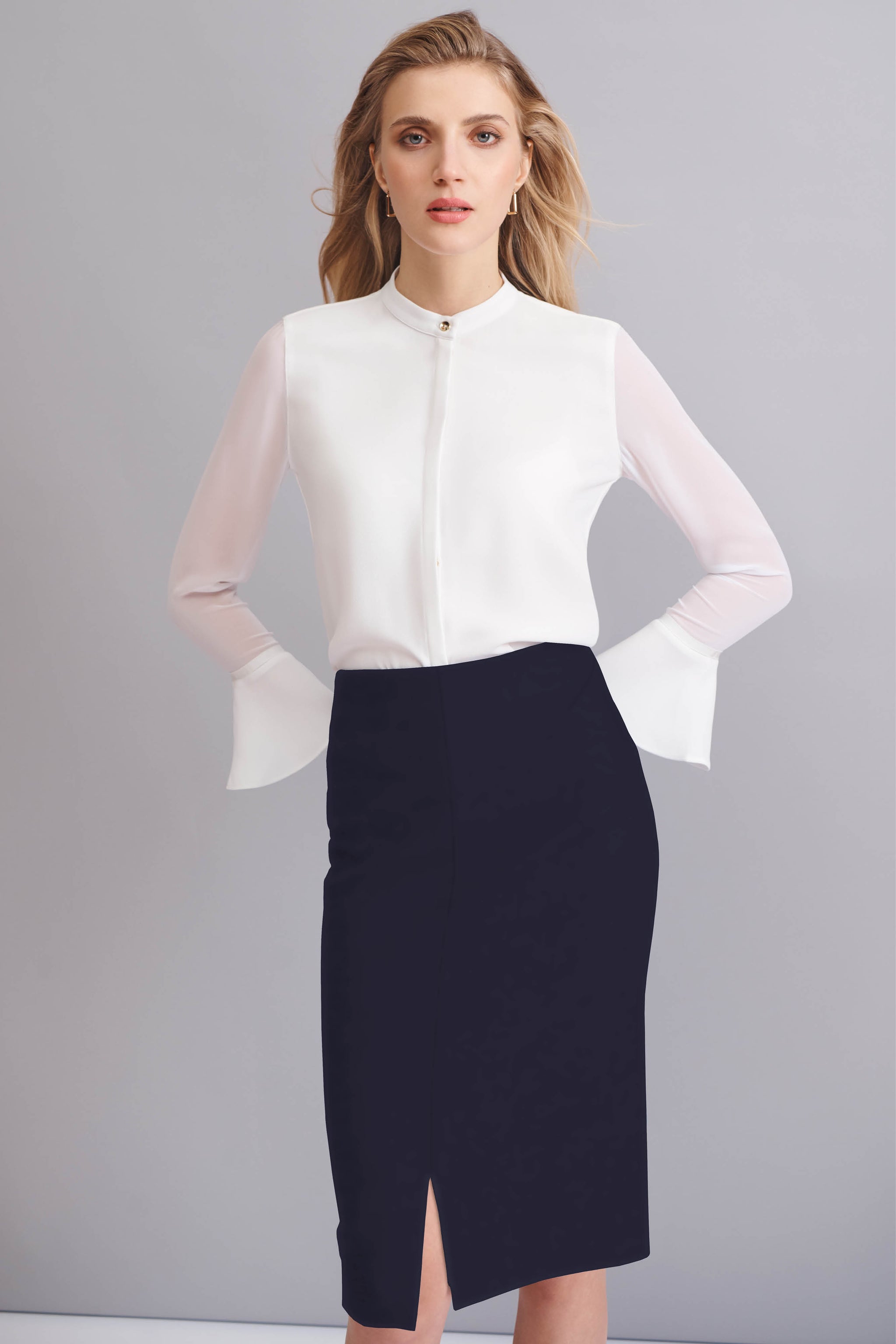 Scarlett Navy Performance Tailoring Skirt