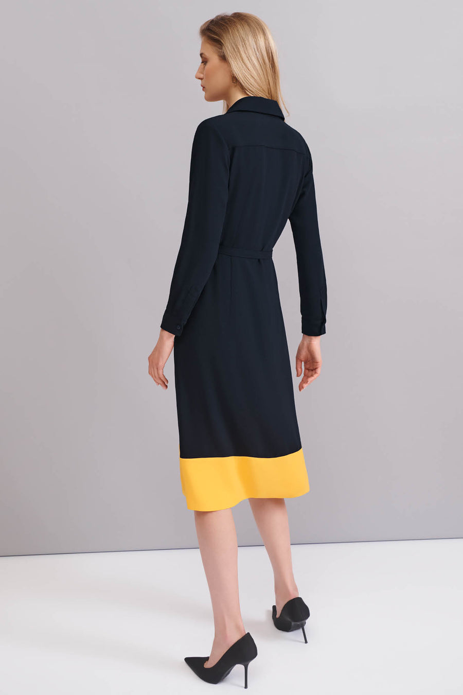 Arundel Navy and Yellow Shirt Dress