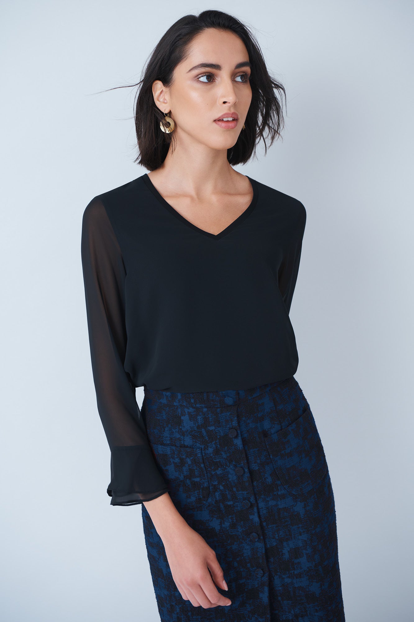 Draycott Blue Jacquard Skirt