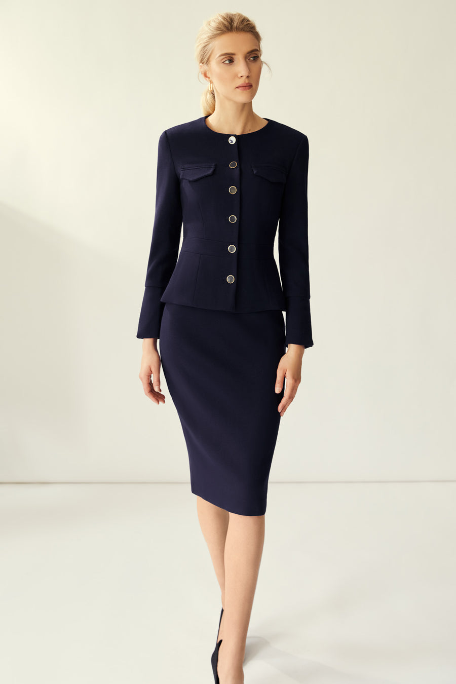 Suzy Navy Boucle Skirt