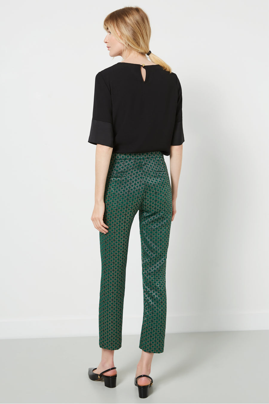 Clarence Green Print Jacquard Trousers