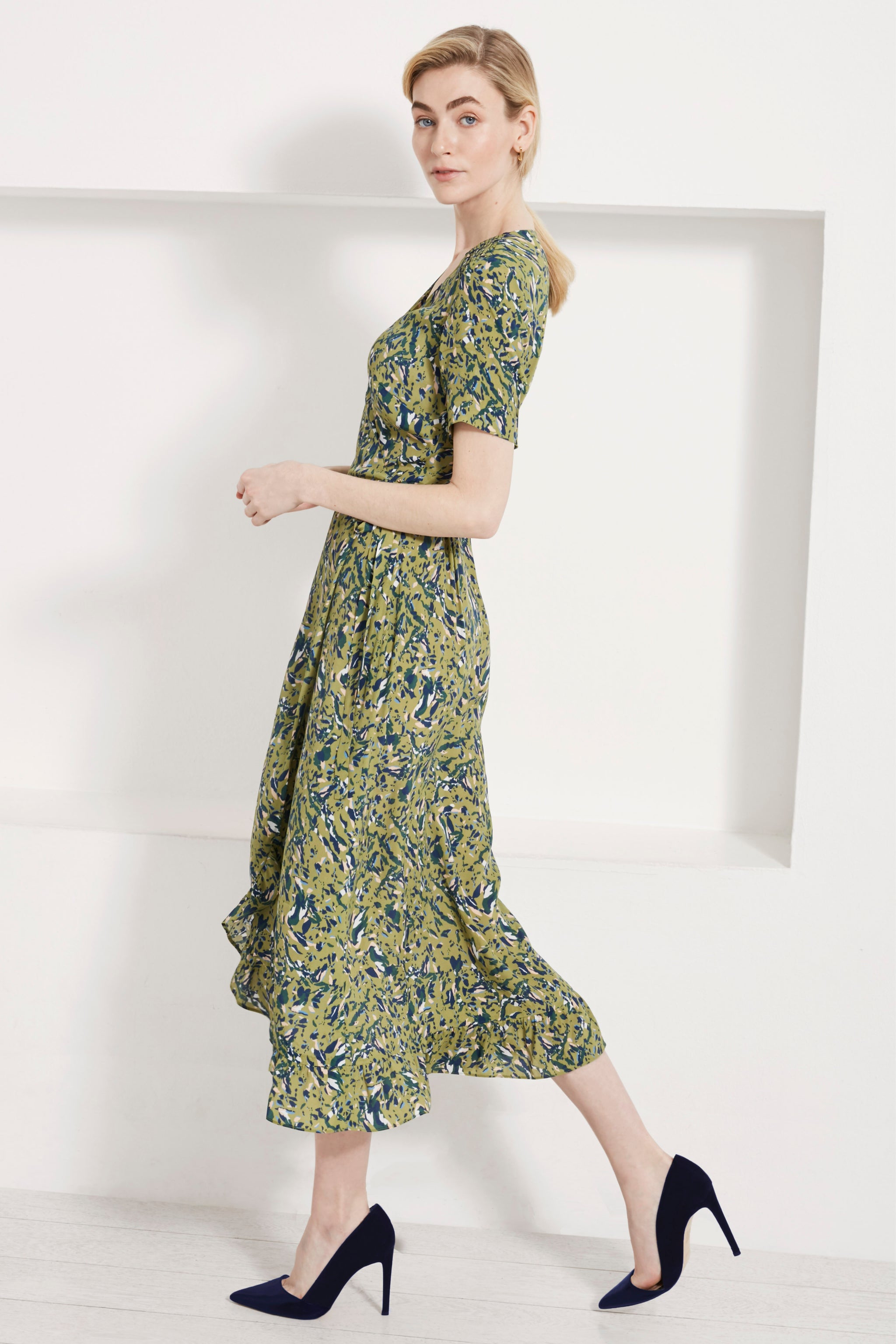 Devon Green Fleck Print Dress